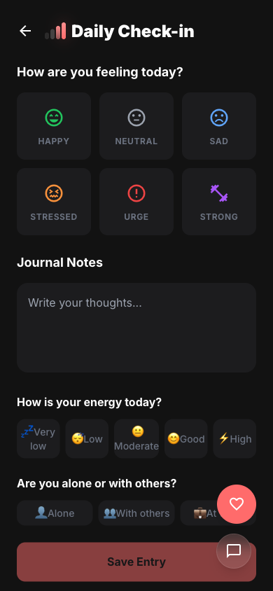 Journal screen
